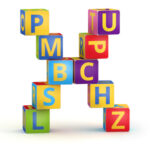 Letter X from ABC cubes for kid spell education